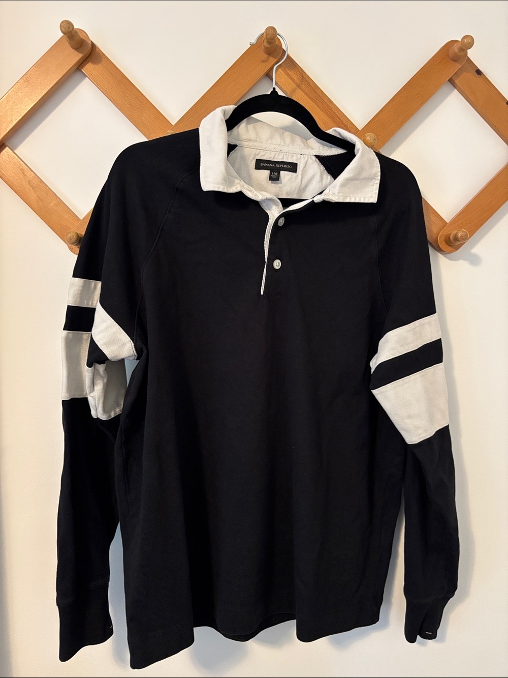 Banana Republic Heritage Navy Blue Long Sleeve Rugby Polo Shirt